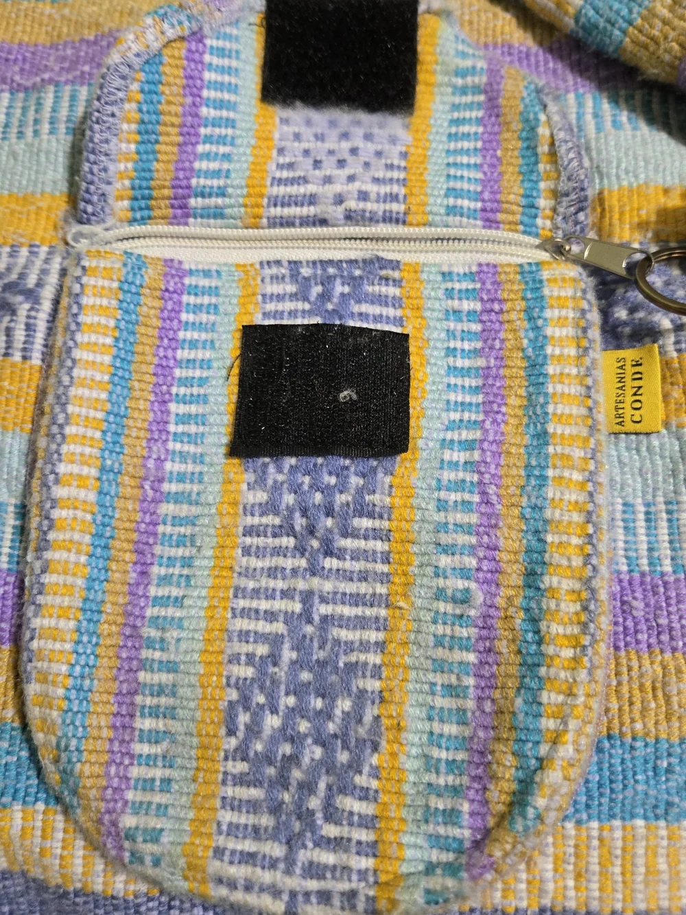 Artesanías Conde Handwoven Cotton Backpack Boho Festival Travel Full Size Stripe